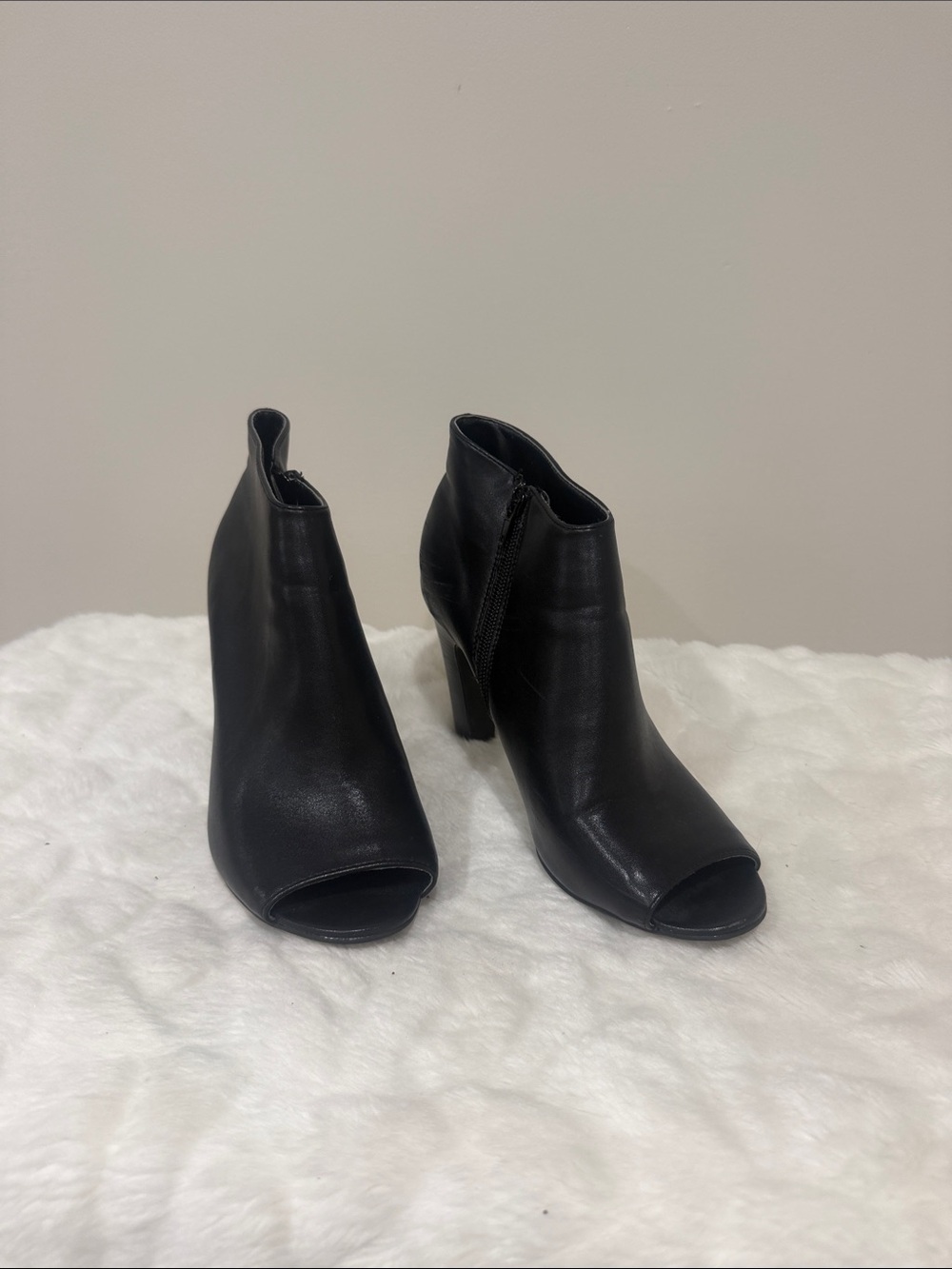 Express Black Peep-Toe Ankle Booties